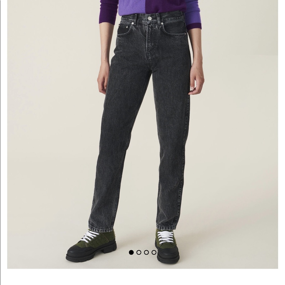 Ganni Washed Black High Waisted Jeans